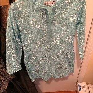Aqua Floral Top Kurta
